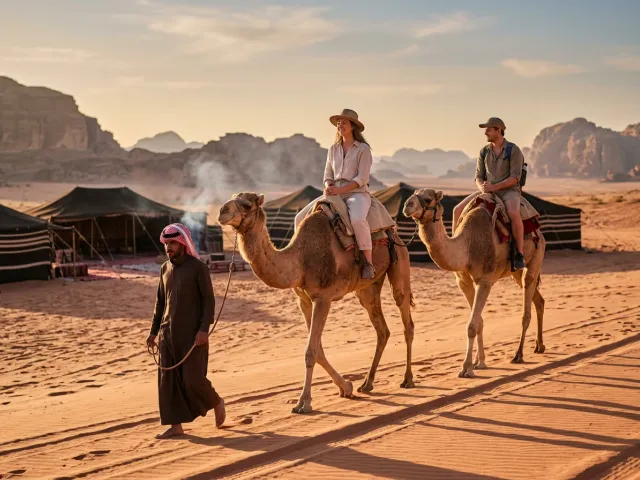 Camel ride at a Bedouin desert camp