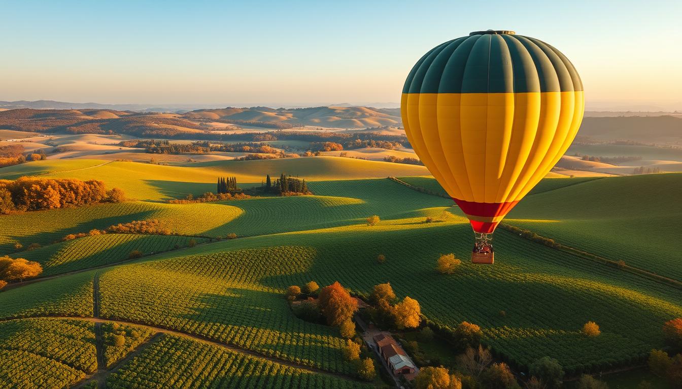 Rolling Hills and Vines: A Hot Air Balloon Journey Over Tuscany