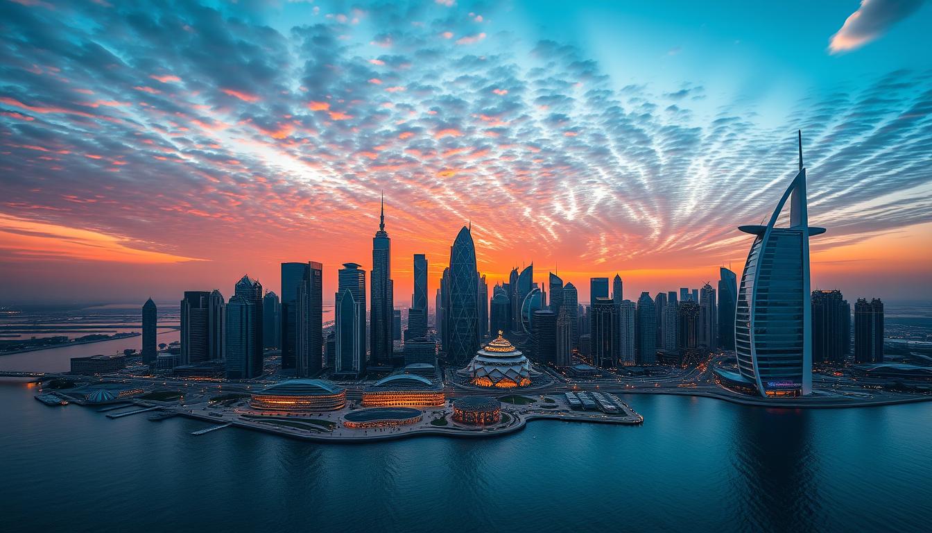 Dubai skyline photography helicopter