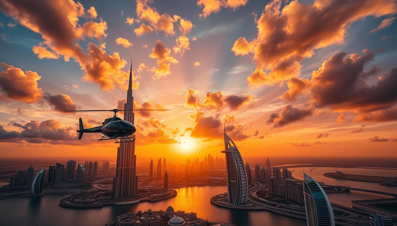 Sunset helicopter tour Dubai