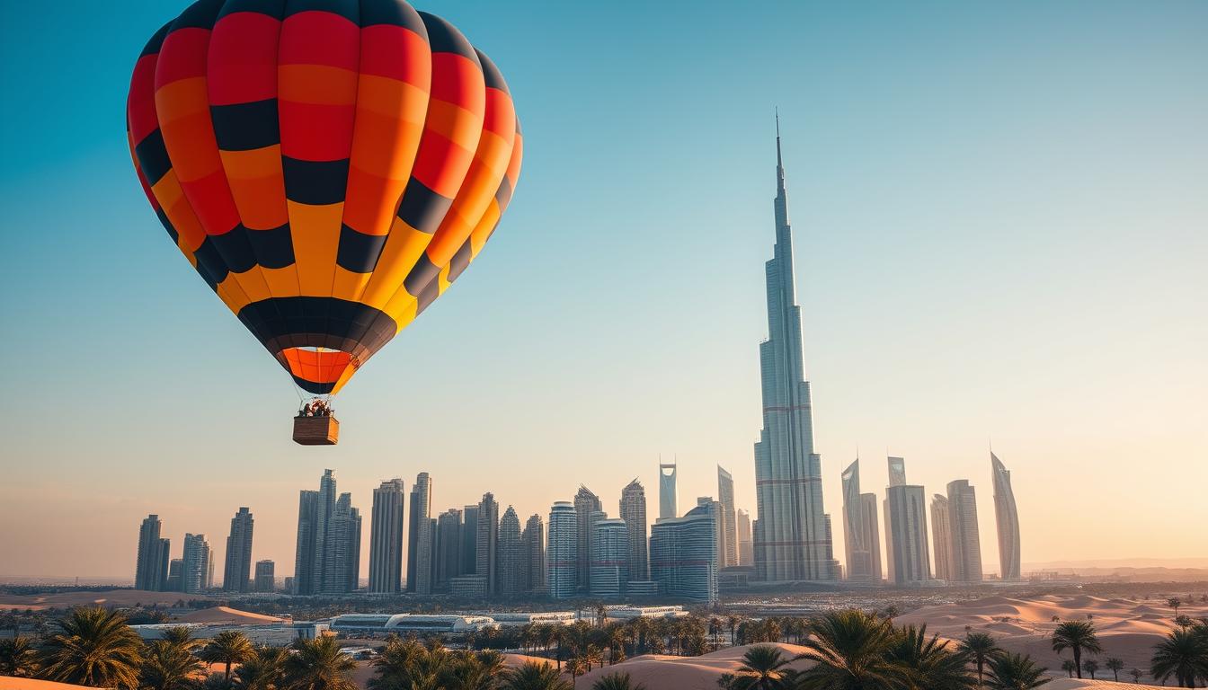 Hot air balloon pickup near Downtown Dubai