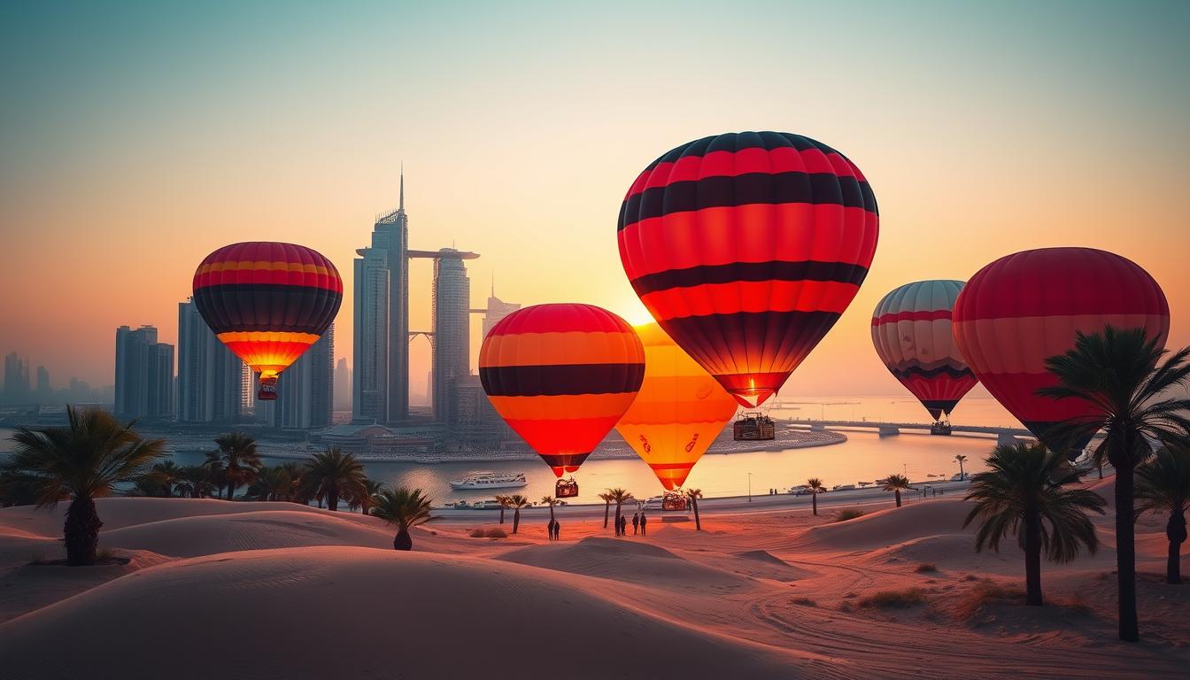 Hot air balloon pickup near Dubai Marina