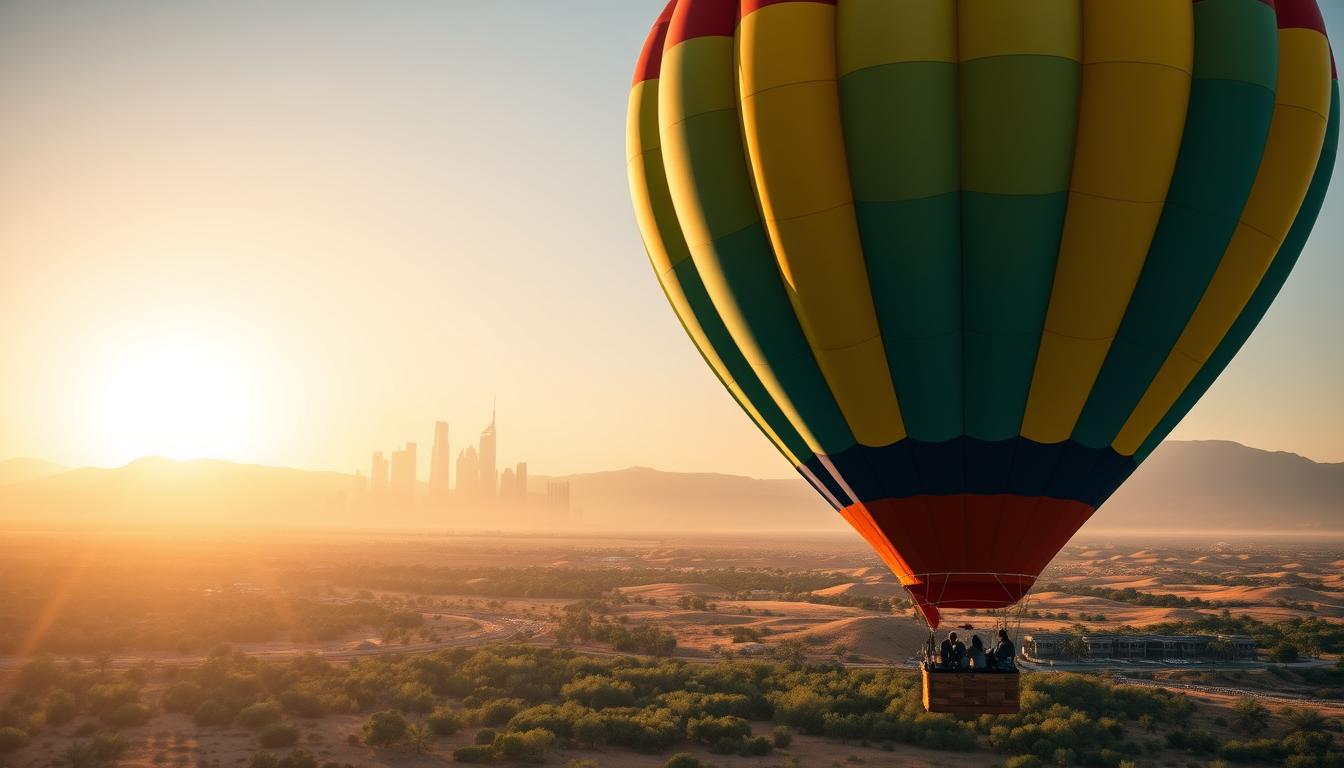 Hot air balloon pickup near Emirates Hills Dubai