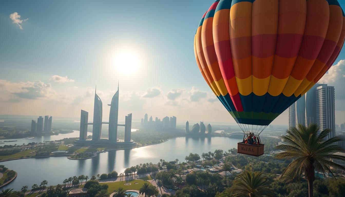 Hot air balloon pickup near Jumeirah Lake Towers Dubai