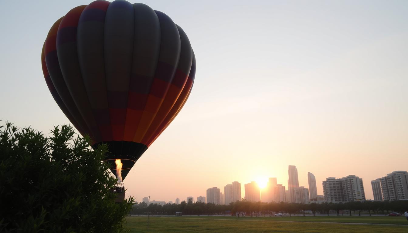 Hot air balloon pickup near Jumeirah Village Circle Dubai