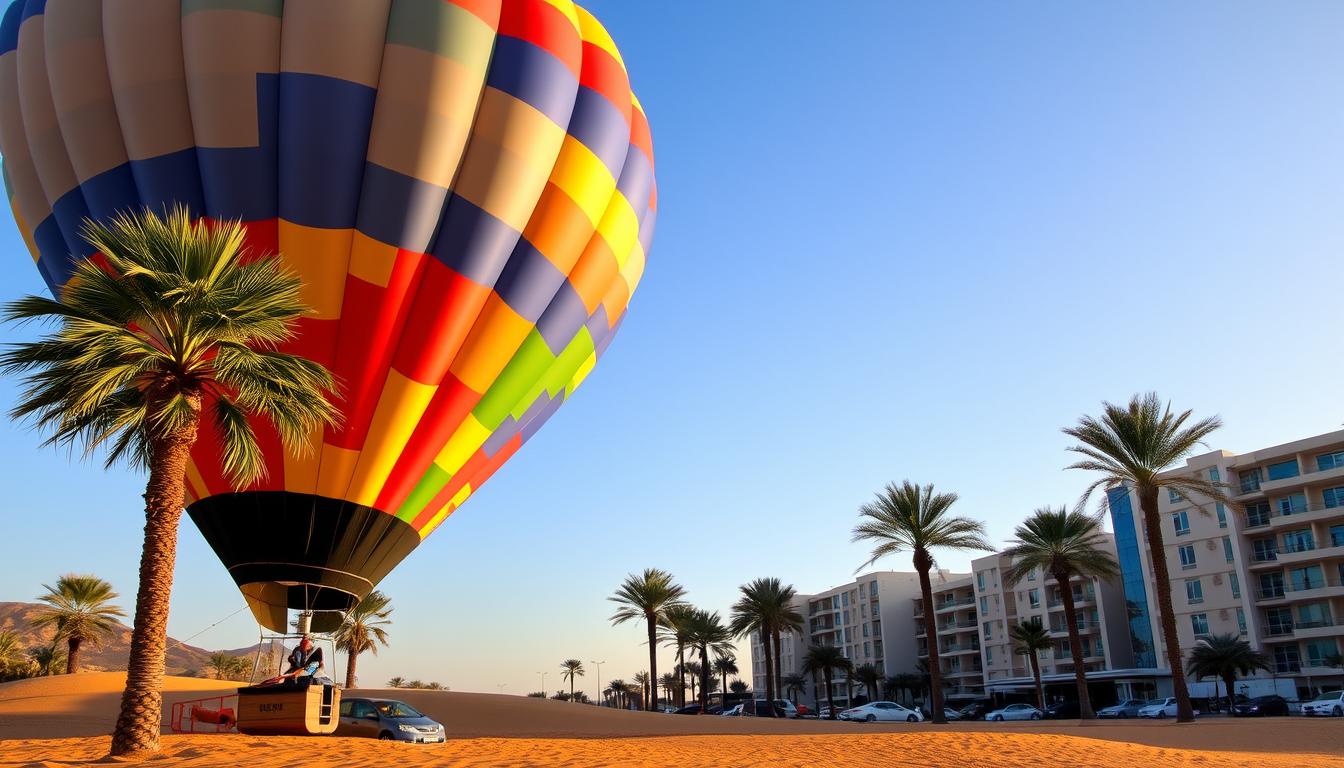 Hot air balloon pickup near The Springs Dubai