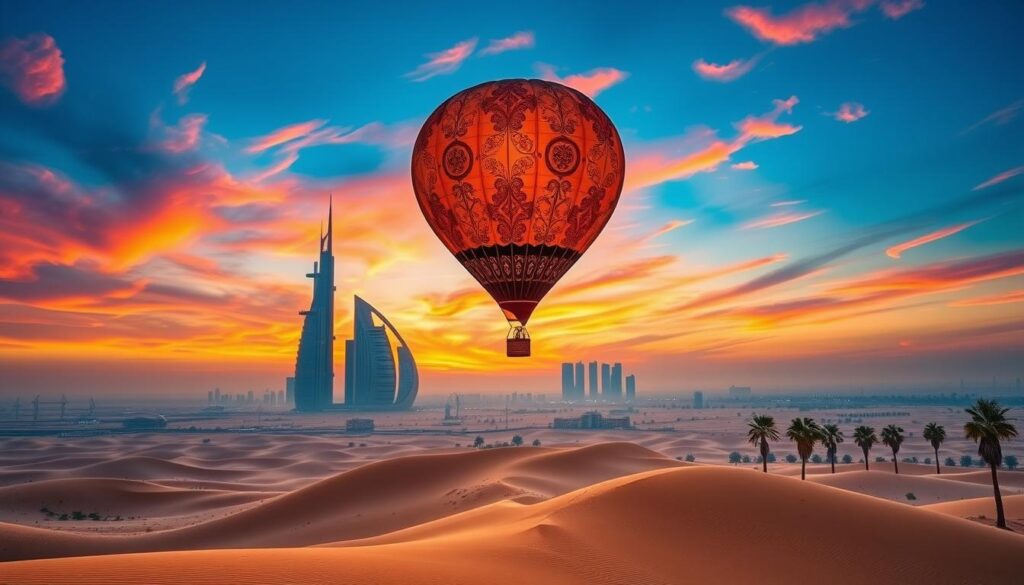 luxury hot air balloon Dubai, premium balloon flight features,exclusive air tour
