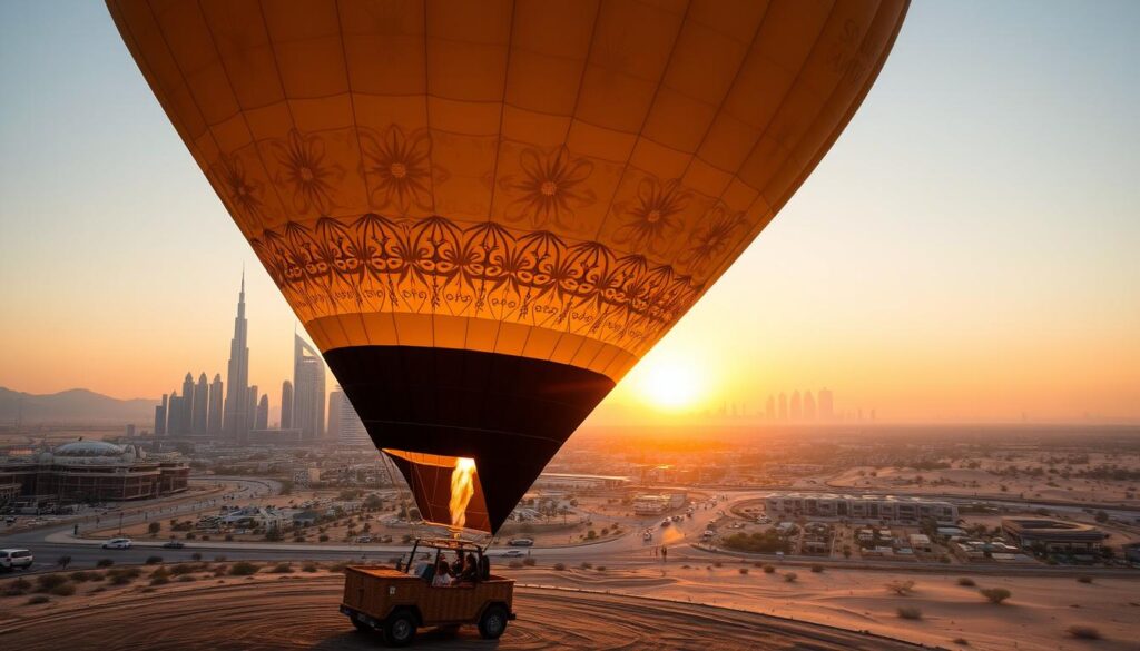 luxury hot air balloon preparation, hot air balloon setup Dubai